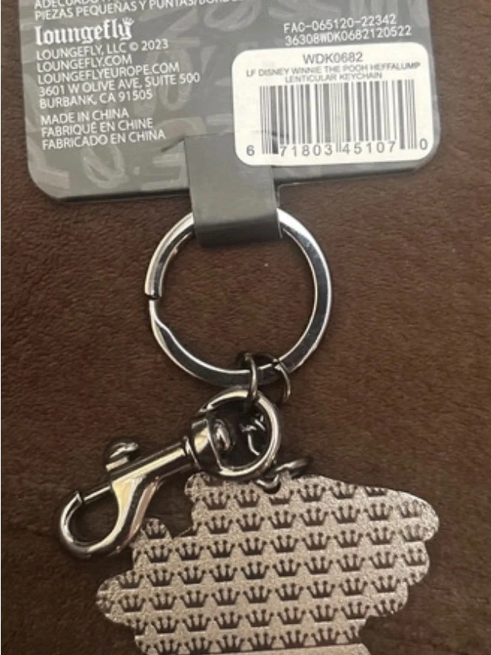 Loungefly Disney Winnie the Pooh Heffalump Lenticular Keychain Bag Charm